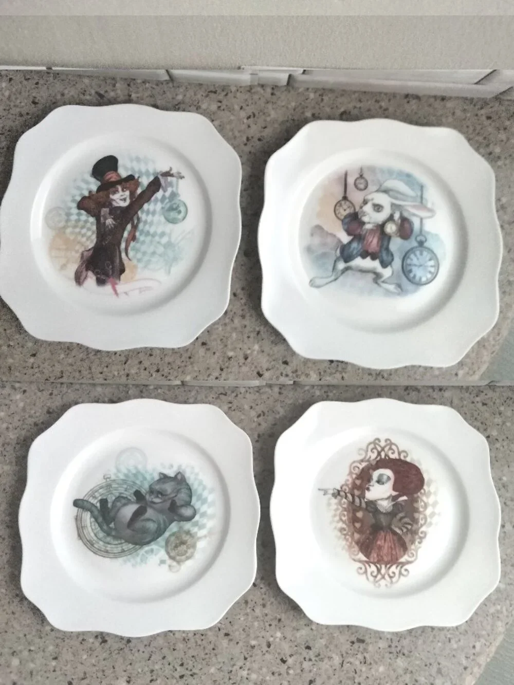 Set of 4 Alice Through the Looking Glass Plates